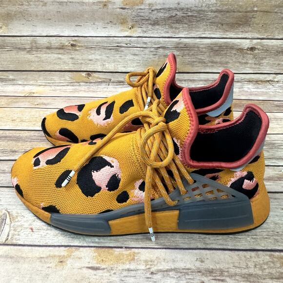 Adidas Mens Orange Black Pharrell NMD Human Race Animal Print Sneakers 10 - Picture 4 of 9